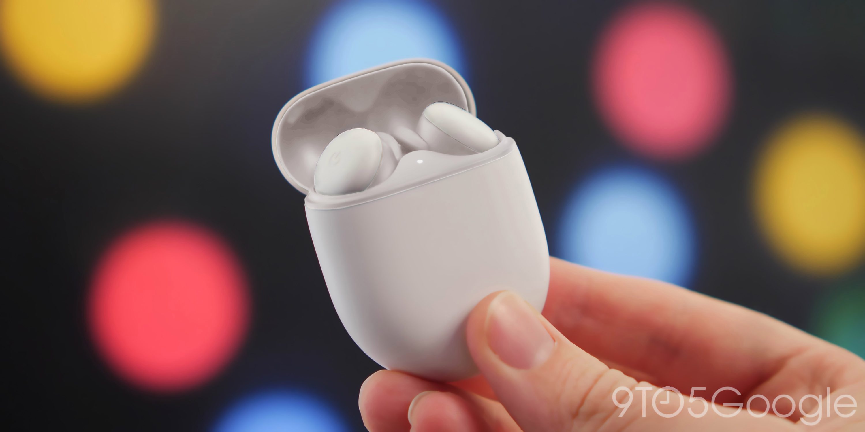 A doctored image of what we believe the Pixel Buds A should look like, with an all-white design.