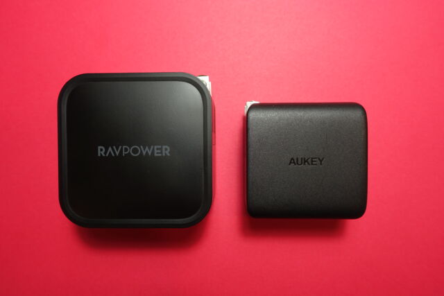 RavPower's RP-PC128 (left) is a speedy USB-C wall charger.
