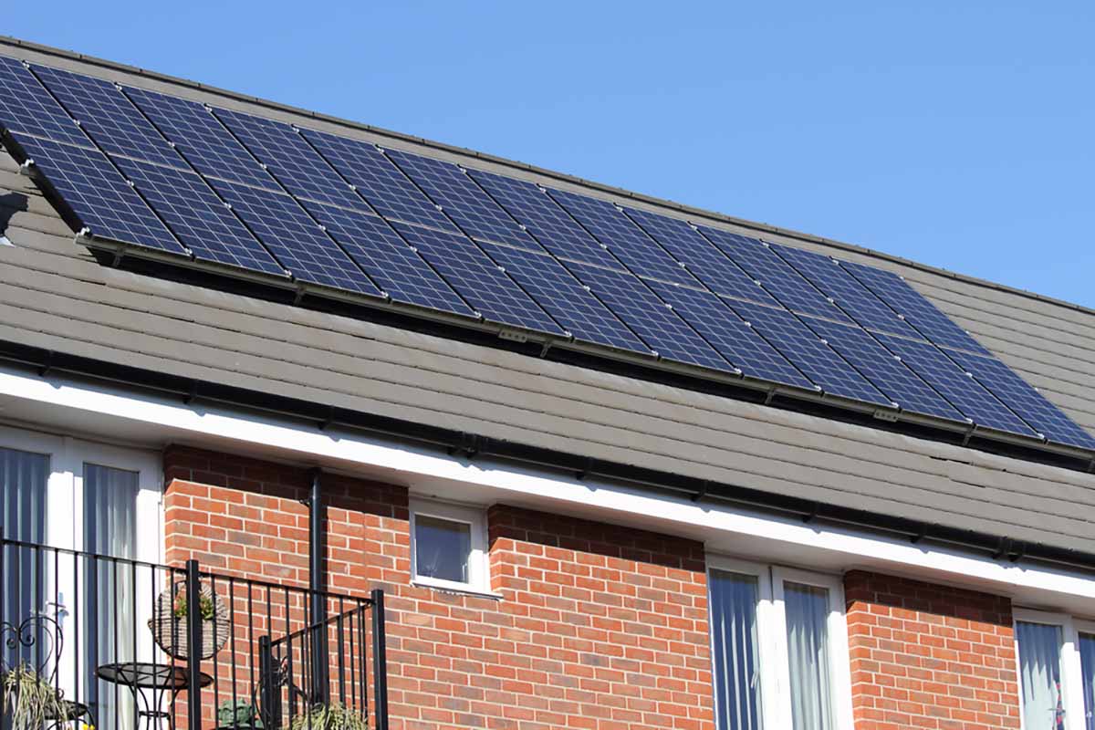 Solar panels on a residential roof.