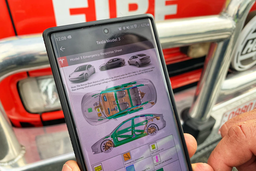 App used by emergency services in Queensland to assess risk of electric vehicle