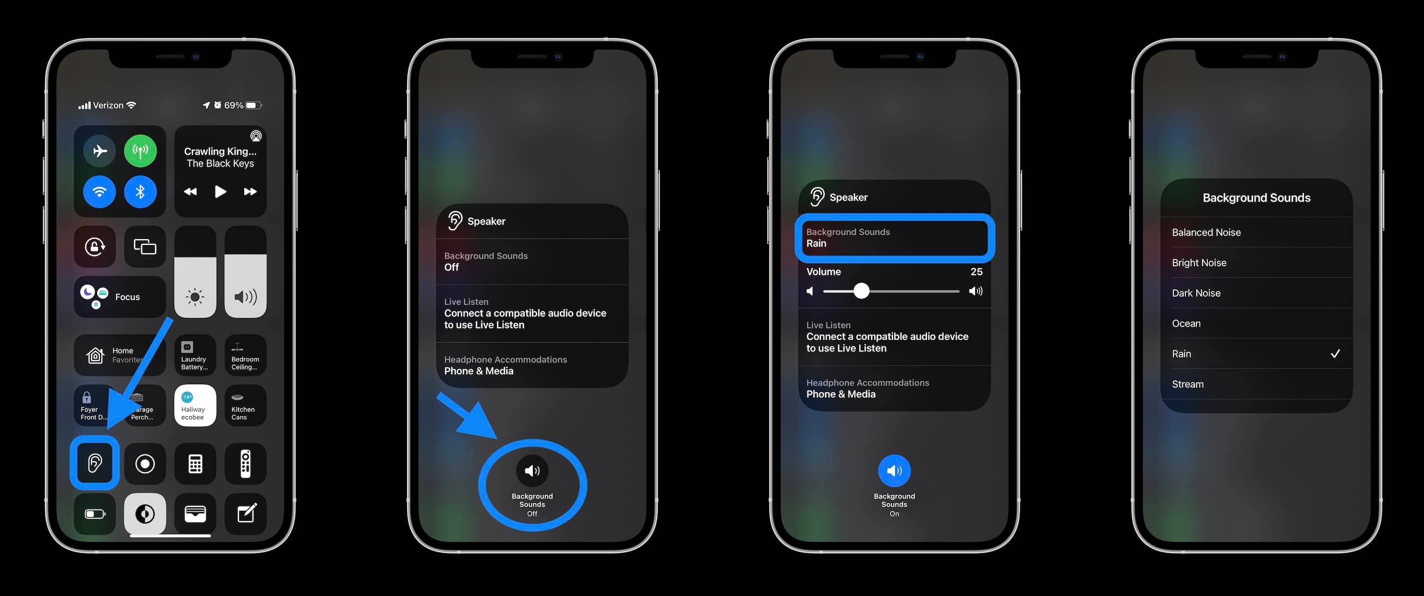 How to use iPhone Background Sounds in iOS 15 Control Center
