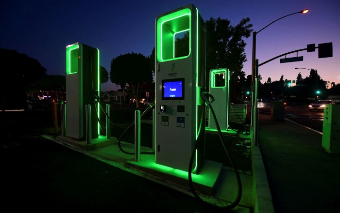 An electric vehicle charging station in Monterey Park, California
